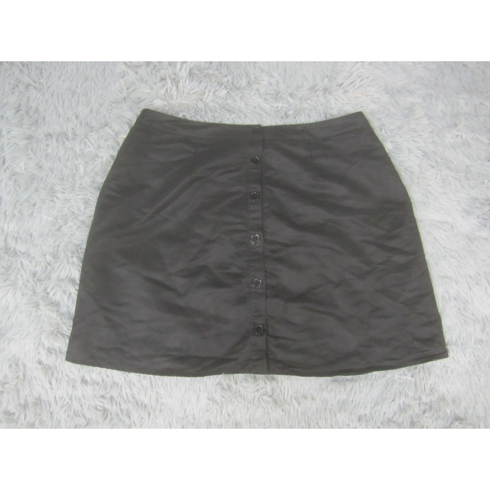 Riley James Skirt Womens 16‎ Black Button Down Casual Mini Polyester